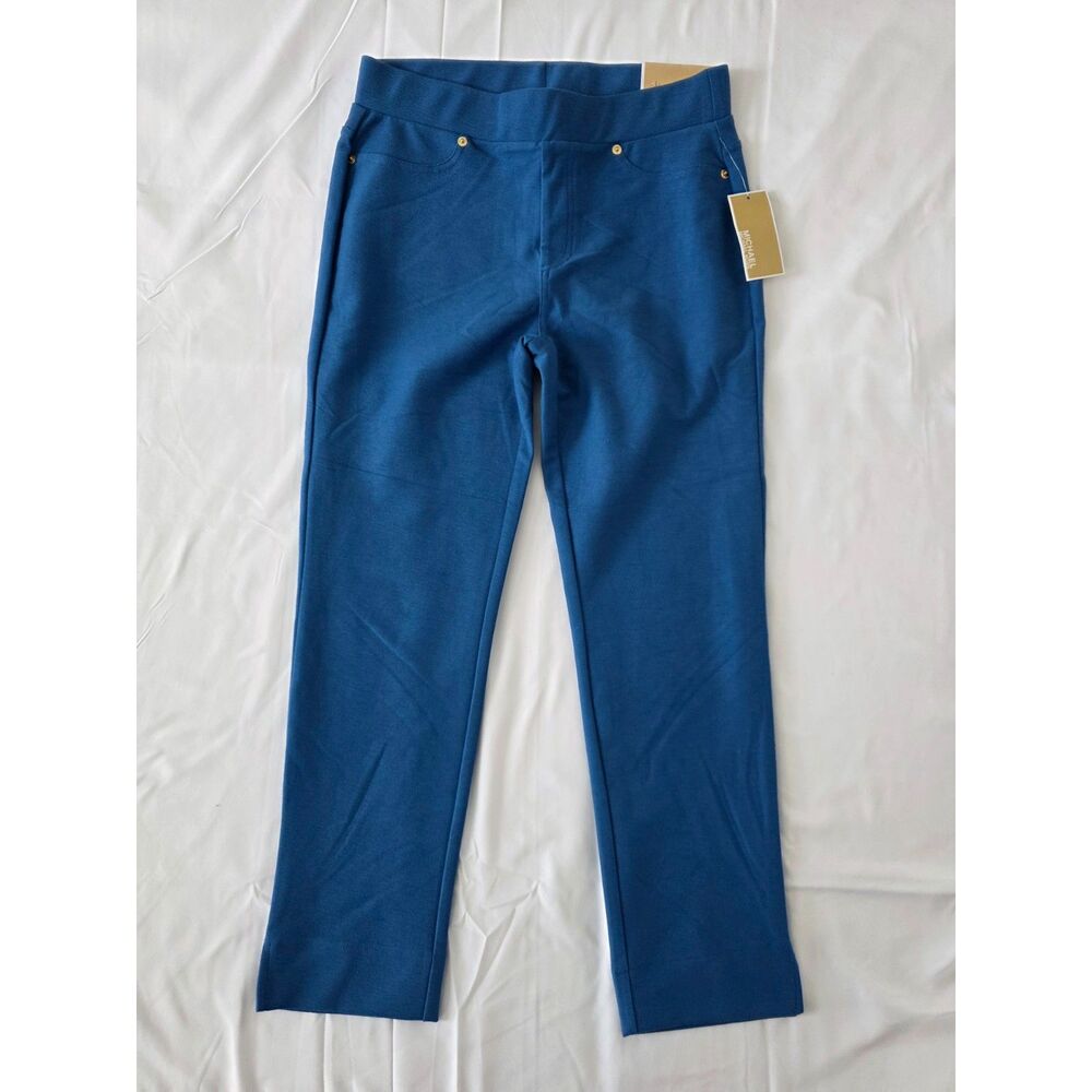 NWT Michael Kors Skinny Crop Pull-On Pants Radiant Blue Size M
